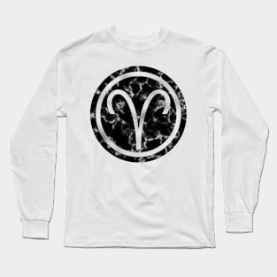 Black Marble Zodiac - Aries Long Sleeve T-Shirt